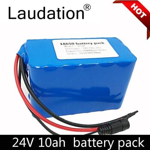 Laudation 24V Battery 24V10ah 18650 Battery Pack 24v Lithium Battery 6S3P For 250W 350W Electric Bicycle/LED Lights With 15A BMS