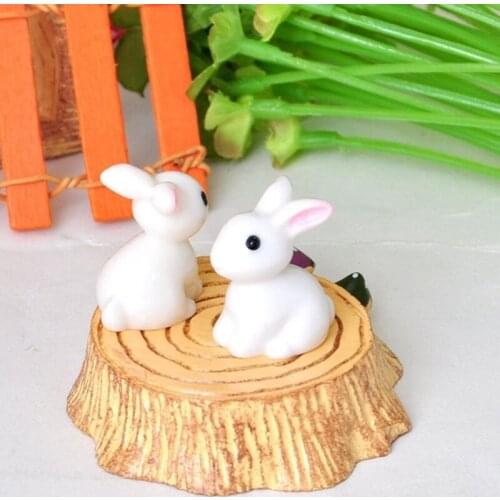 10 Pcs Miniature Mini Rabbit Resin Garden Fairy Ornament Flower Plant Pot Home Figurine Animal Decor GQ