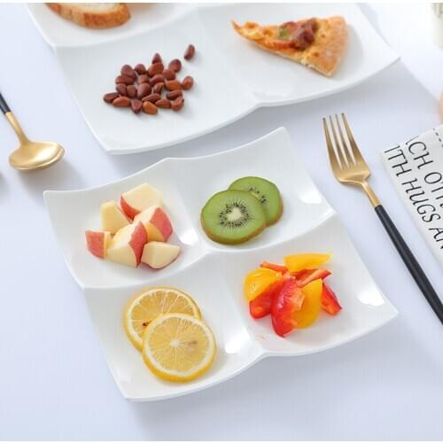 Fashion Japanese Tableware Home Breakfast Plates Creative Ceramic Separators Home Dishes Four Separators Tableware Dinner Plates