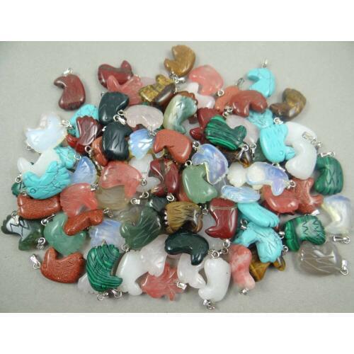 Natural stone Turquoises Quartz Crystal aventurine tiger eye Yingtou pendant for diy Jewelry making necklace Accessories24PCS