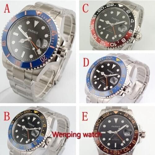 Newly Announced 40mm Parnis Watch Men Ceramic Date ajust Sapphire Mechanical Watches Metal Watch Bracelets E959 series