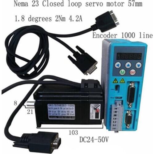 Nema23 57 Hybrid closed loop stepper servo motor sets 2Nm 4.2A Encoder 1000 line motor with LCD digital display driver
