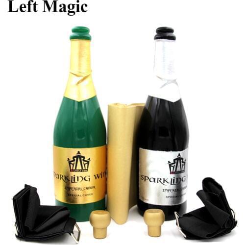 New Vanishing Champagne Bottle Magic Tricks LATEX ( (Black Or Green ) Wine Bottle Stage Close Up Magic Trick Props Gimmick