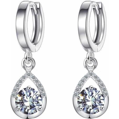 2021 New Temperament Mid-length Angel Tears Earrings Cupronickel Silver-Plated Water Drop Zircon Earrings Jewelry