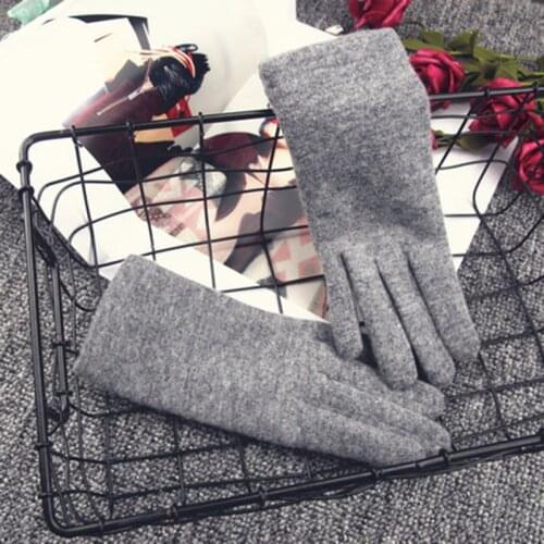 Female Cashmere Full Finger Dotted Embroidery Leopard Gloves Winter Wool Touch Screen Gloves Thicken Driving Warm Gloves H14