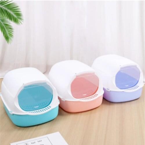 Fully Closed Cat Litter Box Anti Splash Pet Toilet Puppy Kitten Indoor Clean Basin Pets Bedpan Plastic Deodorant Cats Sandbox