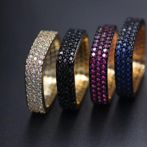 Luxury Personality Wide Square Rings For Women Full Pave Cubic Zirconia Gold color Steam Punk Engagement Wedding Party Jewelry