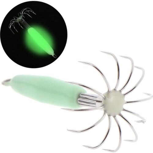 9.5cm 12g Fish Hook Luminous Lifelike Simulation Squid Hook Fishing Tackle Lures Squid Jig Lures With Hook