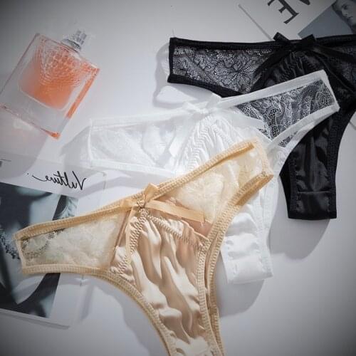 European Style Sexy Thong Womens Underwear Sexy lace Panties Low Waist Hollow Out FashionT Pants Female Transparent G-String