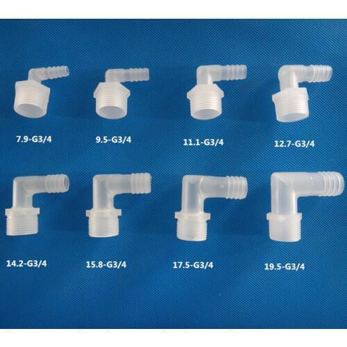 5pcs G3/4 L Piece Elbow Plastic Barbed Connectors Tube Joiner Hose Pipe Fitting Adapter