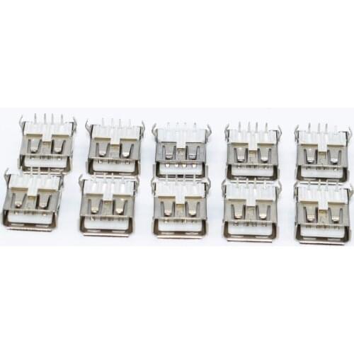 100Pcs USB Type A Standard Port Female Solder Jacks Connector PCB Socket USB-A type