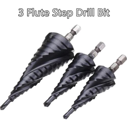 Upgrade M35 HSS-Co Cobalt TiAlN Coated HRC89 Step Drill Bit 3 Flute 1/4" Hex Hole Cutter For Stainless Steel Drlling/Chamfering
