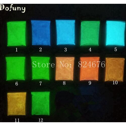 Mixed 12 colors Luminous glow in dark powder,120g/lot, Bright fluorescent powder pigment Noctilucent powder for Nail Art Paint
