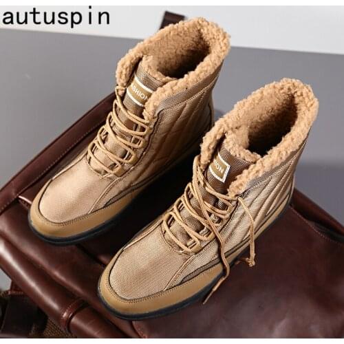 Autuspin Winter Warm Snow Boots Women Outdoor Waterproof Ankle Boot Couple Casual Shoes Men Non-slip Military Boots Big Size 43