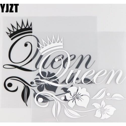 YJZT 15.8X15CM Queen Car Sticker Vinyl Decal Personality Cartoon Beautiful Flowers Black/Silver 4C-0057