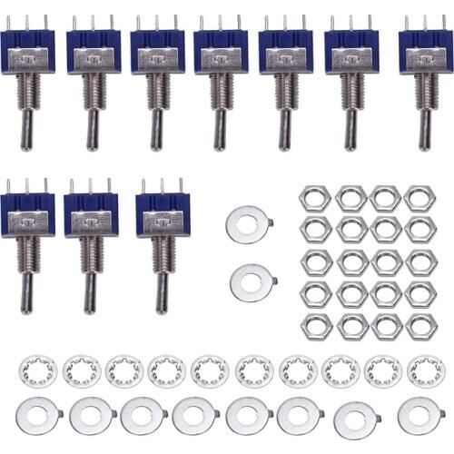 10 Pcs AC 125V 6A Amps ON/ON 2 Position DPDT Toggle Switch