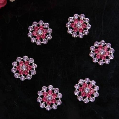 10pcs/lot Red Color Rhinestone Circular Hand-sewn Buttons DIY Clothing Supporting Material Sewing Craft Kid Headband Accessories