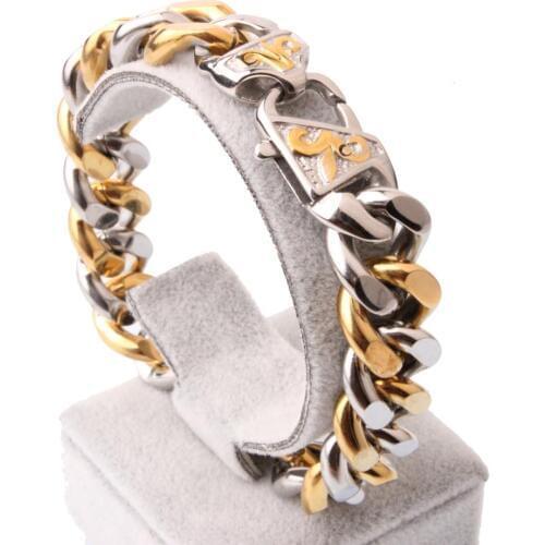 13/15MM Wide Thick Chain Stainless Steel Men Bracelet Biker Jewelry Friendship Mens Bracelets & Bangles 7-11 inch