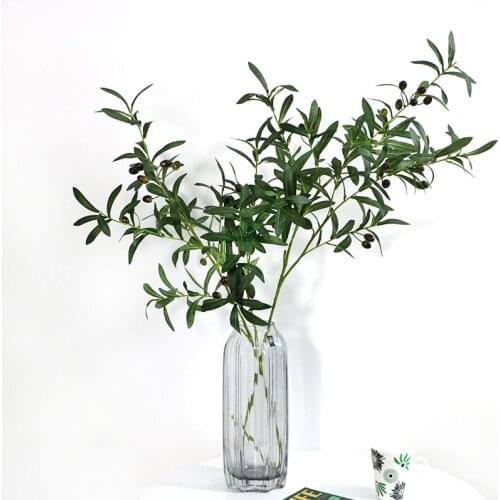 130cm Artificial Branch Olive Leaf Olive Fruit Olive Branch for Floral Bouquets Wedding Holiday Greenery Decor