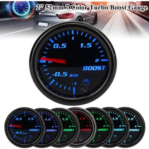 2 inch 52mm turbocharger vacuum pressure gauge-12bar 7 color LED black Len 12V
