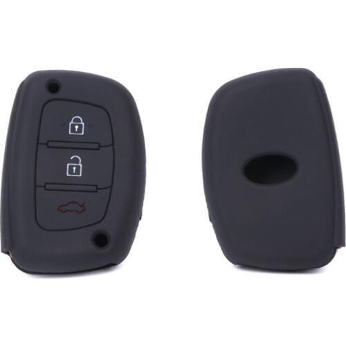 3 Buttons Black Silicone Car Key Case Cover For Hyundai IX25 IX35 Creta