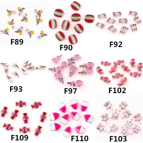 40Pcs/Lot Cute Food Series Burgers Drinks Floating Charms Fit Lollipops Candies Memory Charms Locket Girl Gift Jewelry Wholesale
