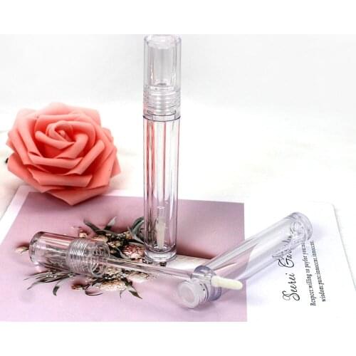6ml hollow transparent plastic lipgloss tube cosmetic clear lip gloss packaging container with stopper C103