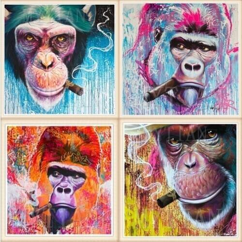 DIY Diamond Painting Orangutan Home Decoration Full Square/round Mosaic Monkey Picture Rhinestone Diamond Embroidery Animals
