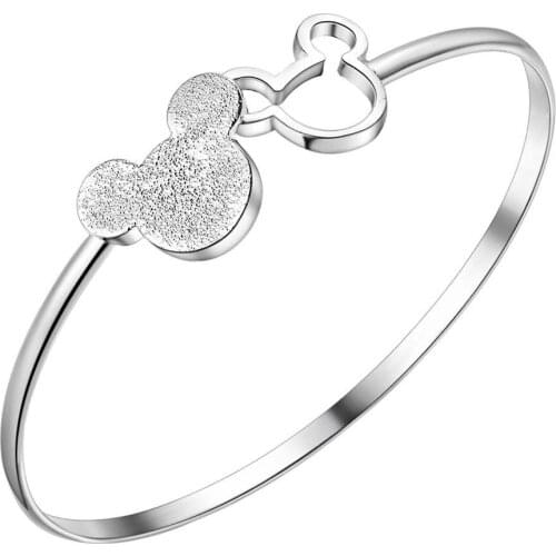 BABYLLNT 925 Silver Women Mickey Bangles Fashion Simple Charm Female Jewelry Bracelet Gift Wholesale
