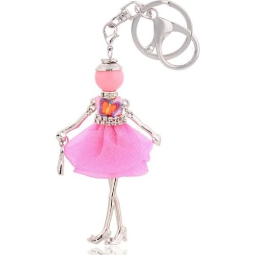 Lovely Fashion Women Keychain Trendy Pendant For Lady Charm French Dress Female Bag Key Chain Jewelry Christmas Gift Wholesale
