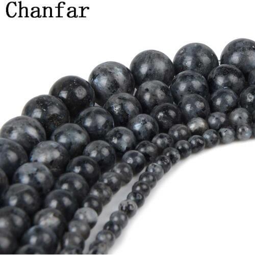 Chanfar Natural Stone Grey Black Spectrolite Beads DIY Spacer Loose Beads for Stone Jewelry 4/6/8/10/12mm