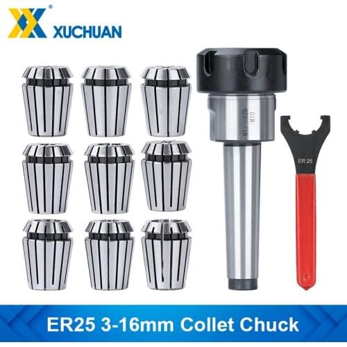 ER25 Spring Collet 3-16mm Collet Chuck with UM Type ER Nut Wrench and MTB2 Morse Taper CNC Lathe Milling Cutter Holder
