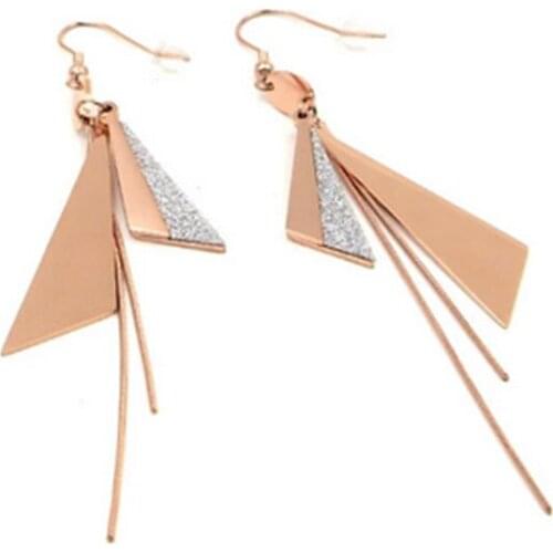 Fashion Hot Rose Gold Silver Color Knife-Shaped Snake Bone Chain Tassel Eearrings Titanium Steel Drop Earrings Women Jewelry