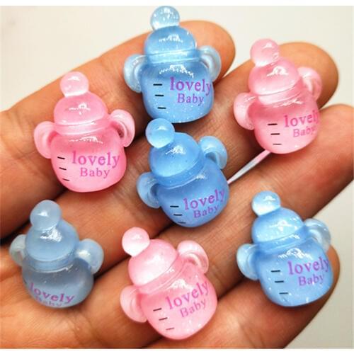 6/18pcs Glitter Mini Baby Milk Bottle Flat back Resin Cabochons Embellishment Accessories Kawaii DIY Scrapbooking Phone Deco