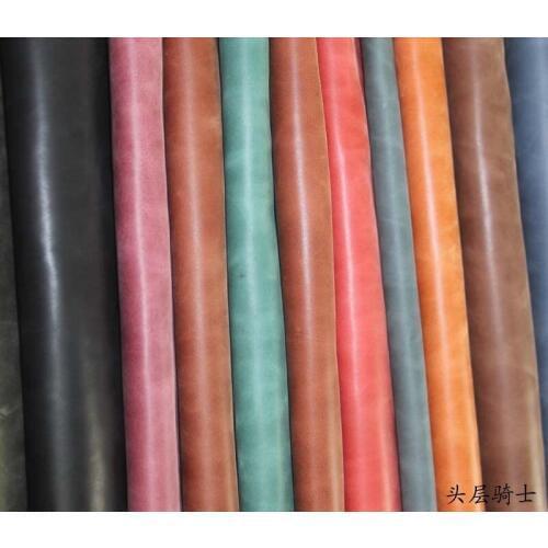 Quality vintage cow leather/ polishing rub wax grain yellow leather fabric/ for shoes, handbag, belt/ genuine leather material