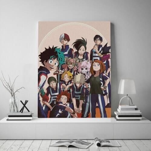 Boku no Hero Academia BNHA Framed Canvas poster Wooden Frame Painting wall Art decor Living room Study Home Decoration Prints