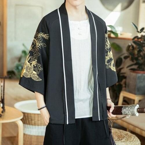 Japanese Kimono Traditional Yukata Dragon Kimono Cardigan Men Asian Clothes Japan Kimonos Male Fashion Cardigan Shirt 30603
