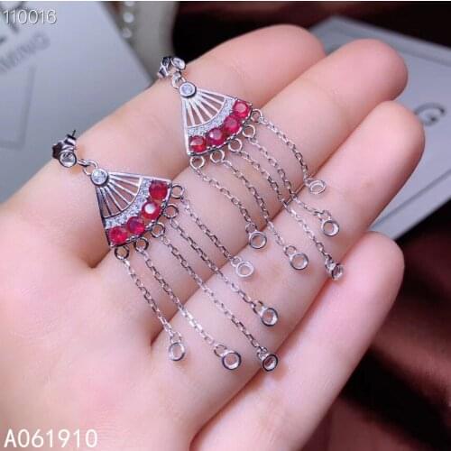KJJEAXCMY boutique jewelry 925 sterling silver inlaid natural ruby gemstone womens earrings support detection popular