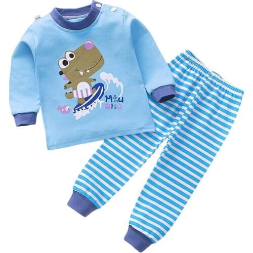 Boys Clothing Set Autumn New Infant Newborn Baby Boy Cotton Sleepwear Print Long Sleeve Top + Pants 2-Pce Suit Child Pajamas Set