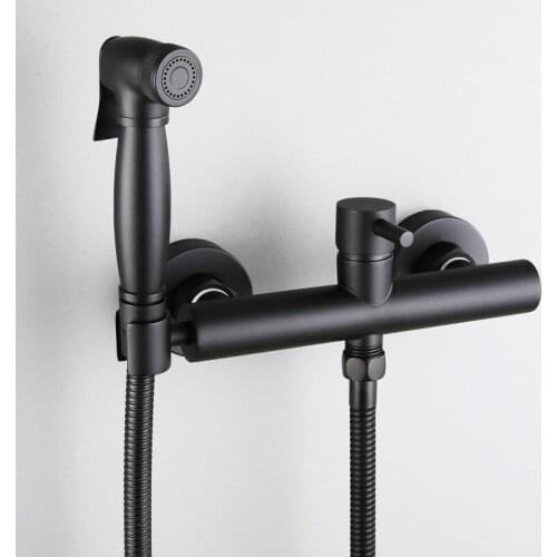 Toilet Sprayer Kit Wall Mounted Bidets Faucet Matte black/Chrome Brass Bathroom Shower Bidet Hot And Cold Mixer Valve Taps