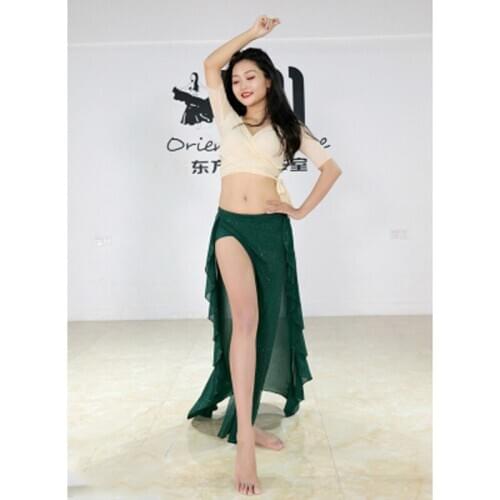 Belly Dance Costume womens long dress performance Set 2020 new suit short sleeve summer training clothes for Lady dance wear