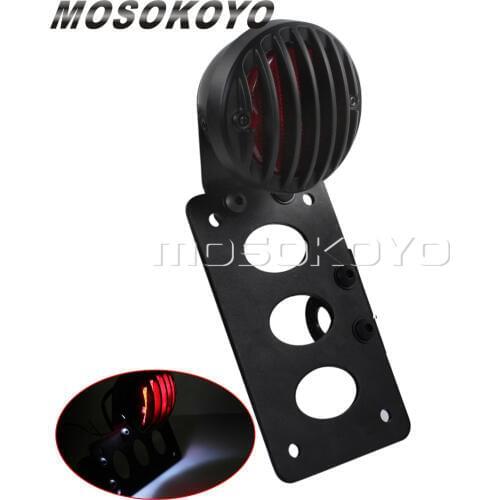 Motorcycle License Plate Bracket LED Taillight Brake Stop Light w/Number Plates Holder Universal for Harley Chopper Cafe Racer