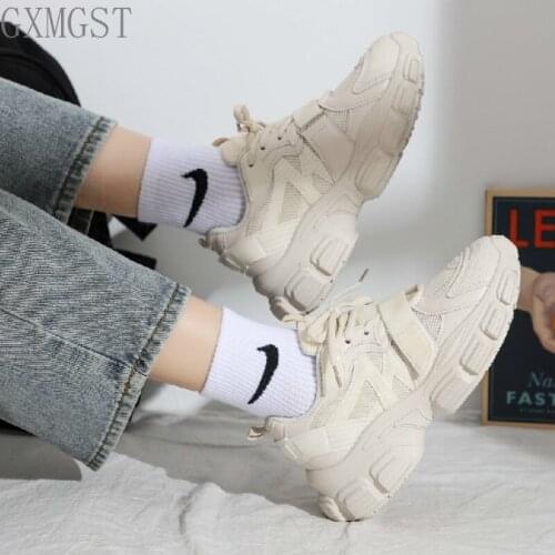 Mesh (Air Mesh) Woman Vulcanize Shoes Med (3cm-5cm) Platform Sneakers Lightweight Comfortable Lady Shoes Women Black White Falt