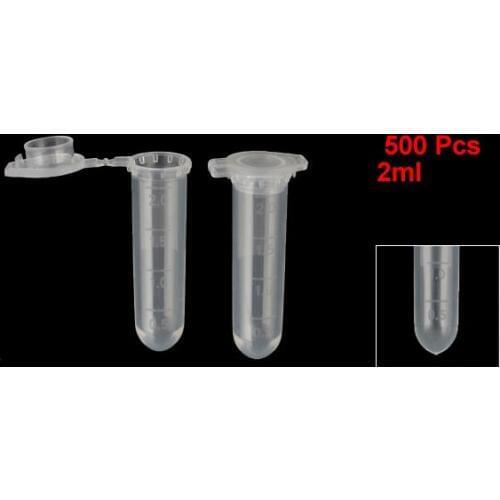 Lab Plastic Graduated Centrifuge Tubes Test Tubing 2ml w Lids 500 Pcs