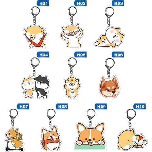 Cute Japanese Shiba Inu Keychain Creative Cartoon Acrylic Dog Key Rings For Kids And Friends Gifts
