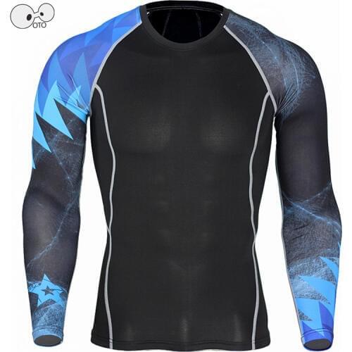 Long Sleeve Mens Compression Running Shirt Fitness Tights-fitting T-shirts Gym Crossfit MMA Rashguard Bodybuilding Yoga Top Tees