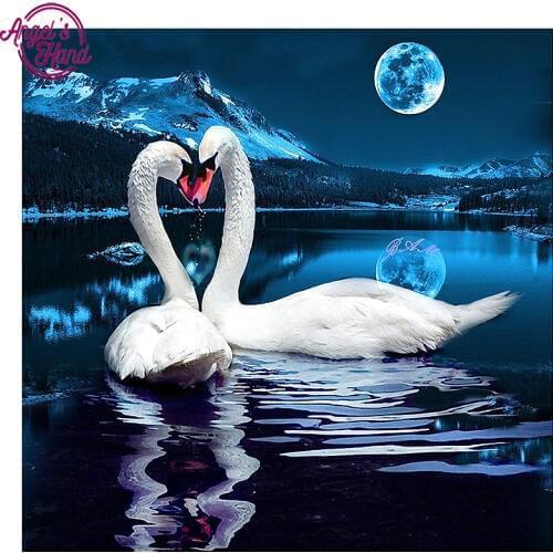 ANGELS HAND Full Diy diamond painting kit 3D cross stitch Square Diamond embroidery Snow Mountain Swan Diamond Mosaic Crafts
