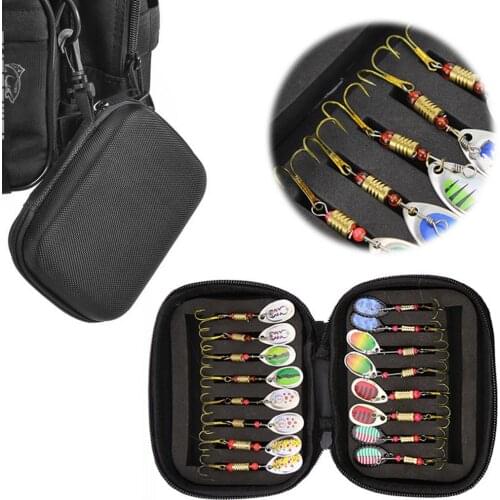 16pcs Fishing Spoons Lures Fishing Lures Set Rotating Composite Sequin Fishing Tackle Bag Luya Sequined Hook Set Fishing Gear