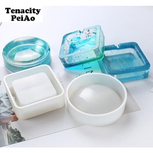 2019 New Transparent Silicone Round square ashtray mould DIY Epoxy Jewelry Mold resin molds for jewelry making