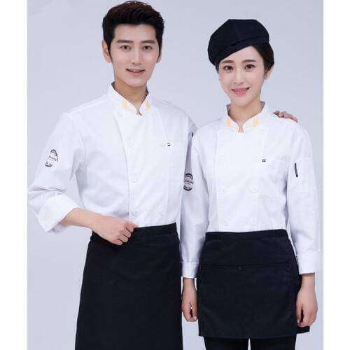 New 2019 High Quality Chef Uniforms Clothing Long&Short Sleeve Men Food Services Cooking Clothes 4-Color Uniform Chef Jackets